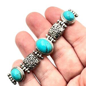 Sterling Silver Womens Bracelet Blue Turquoise7 Inch